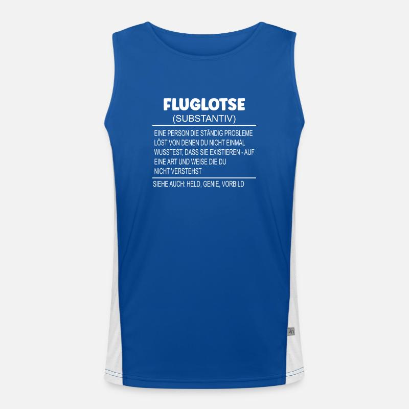 Wörterbuch Erklärung FLUGLOTSE Held, Genie Vorbild Funktionelles Kontrast-Tank Top für Männer 