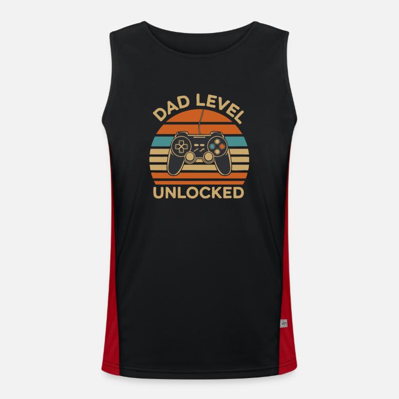 Dad level unlocked Funktionelles Kontrast-Tank Top für Männer 