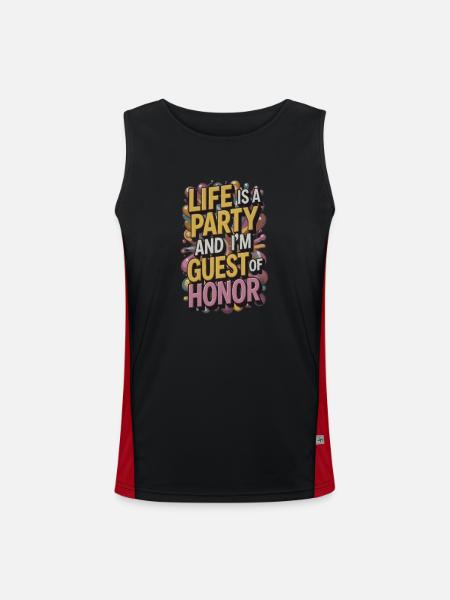 Life is a party – guest of the evening - Men's Functional Contrast Tank Top  - black/red - Front