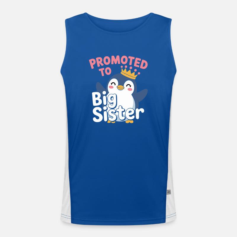 Zur großen Schwester befördert – Pinguin Design Funktionelles Kontrast-Tank Top für Männer 