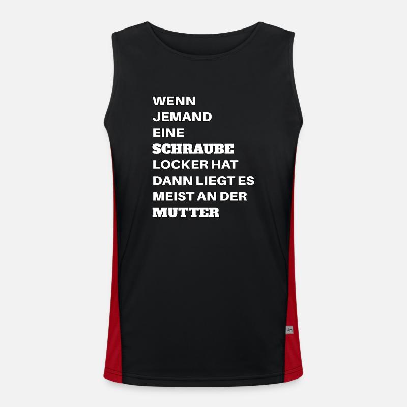 Wenn jemand eine Schraube locker hat Mutter Spruch Funktionelles Kontrast-Tank Top für Männer 
