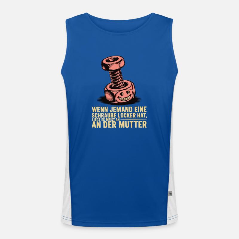 Wenn jemand eine Schraube locker hat Mutter Spruch Funktionelles Kontrast-Tank Top für Männer 