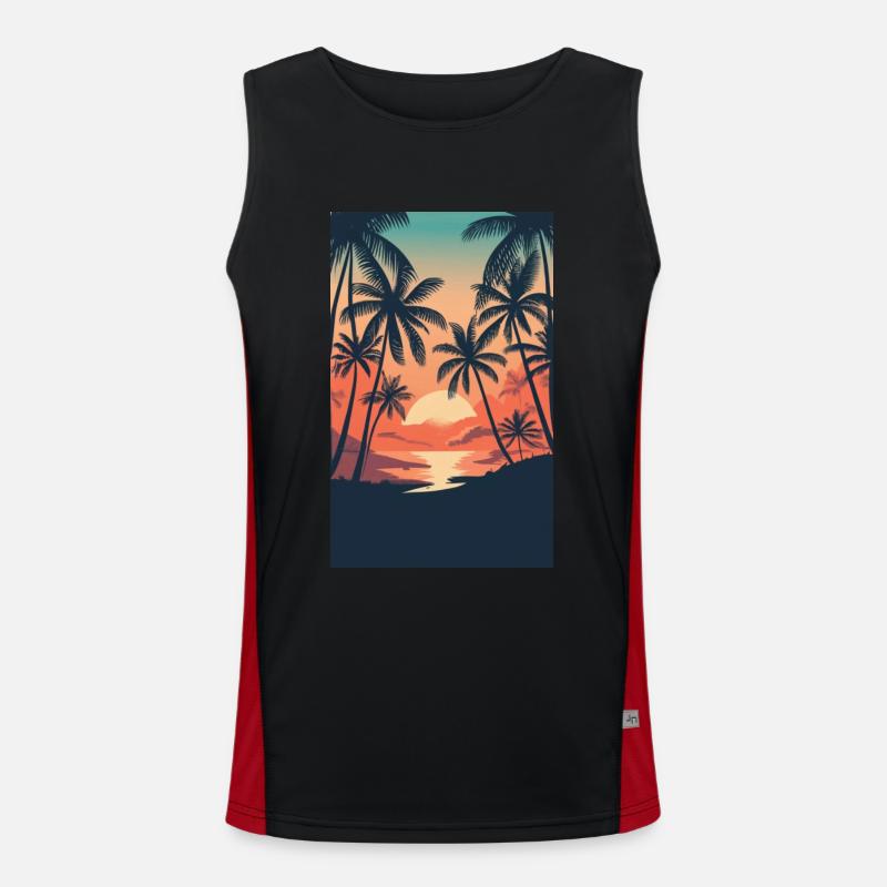 Strand Palme Meer Funktionelles Kontrast-Tank Top für Männer 