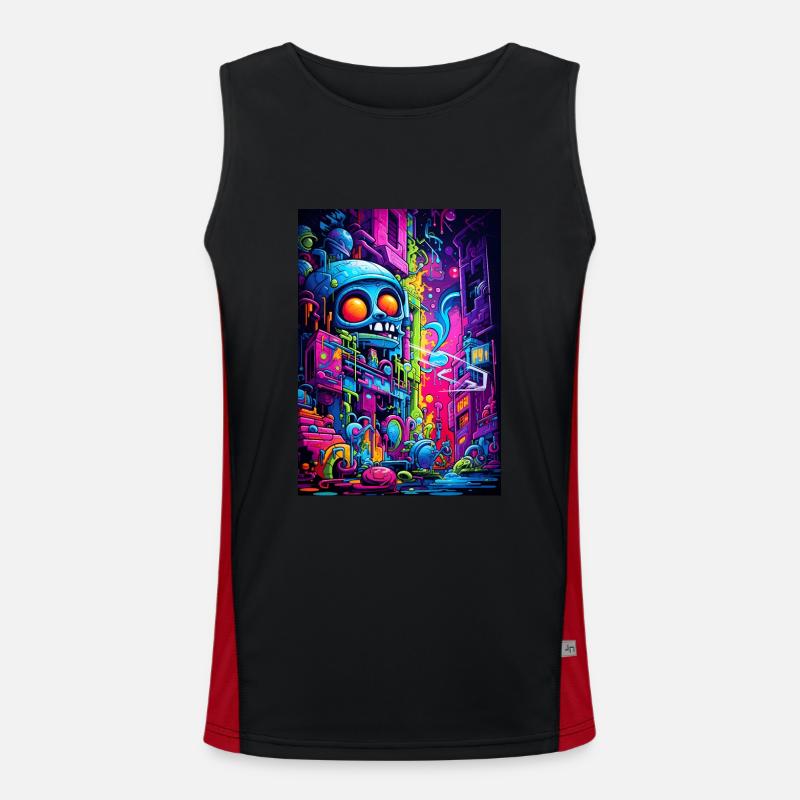 Graffiti Schädel Funktionelles Kontrast-Tank Top für Männer 
