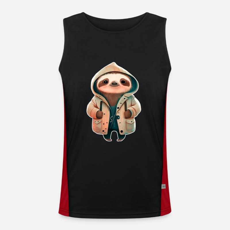 Sloth in raincoat jacket - Men's Functional Contrast Tank Top - black/red