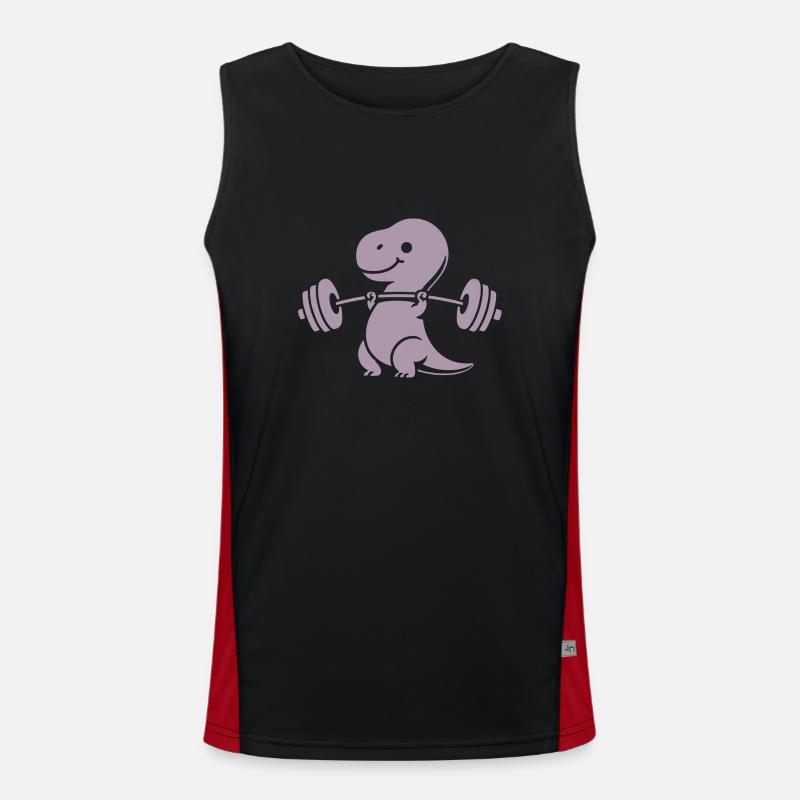 T-Rex with Dumbbell Workout Men's Functional Contrast Tank Top 