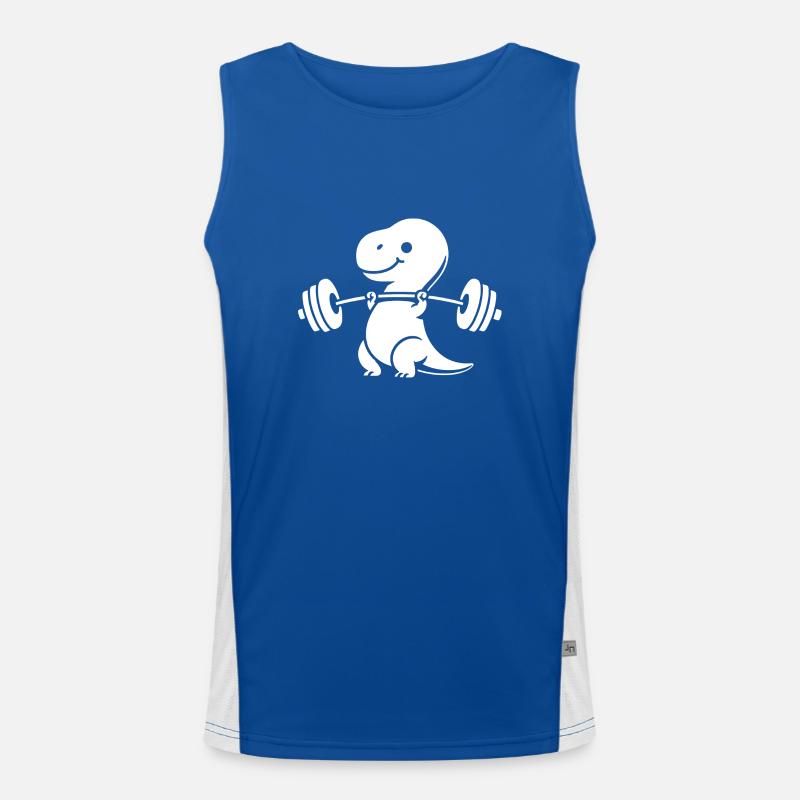 T-Rex with Dumbbell Workout Men's Functional Contrast Tank Top 