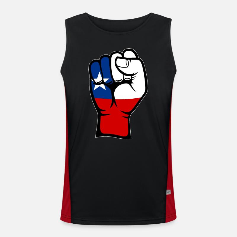 Chile Flagge Faust Hand Symbol Funktionelles Kontrast-Tank Top für Männer 