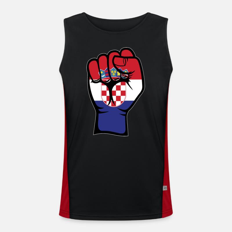 Kroatien Flagge Faust Hand Symbol Funktionelles Kontrast-Tank Top für Männer 