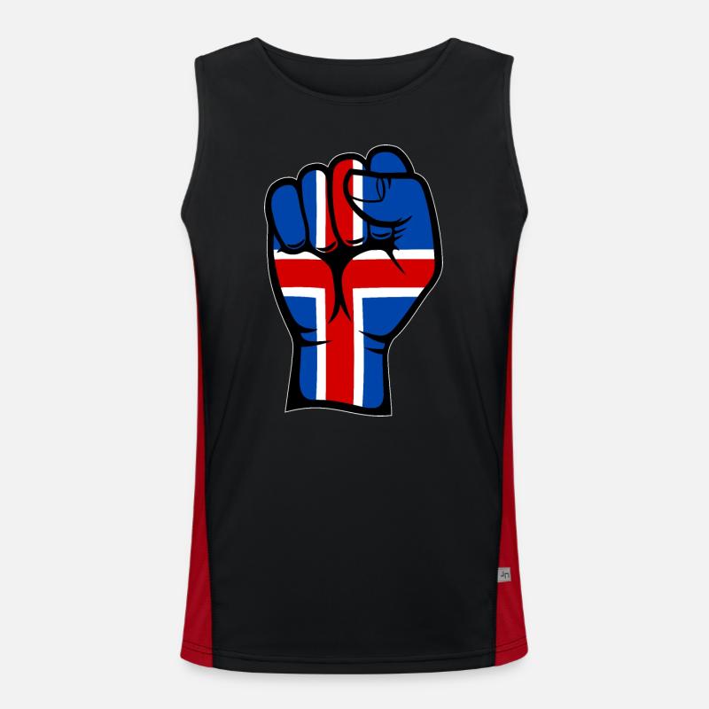 Island Flagge Faust Hand Symbol Funktionelles Kontrast-Tank Top für Männer 