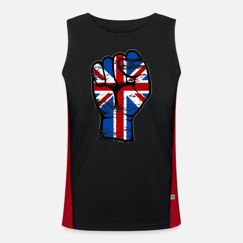 Britische Flagge Faust Hand Symbol used Funktionelles Kontrast-Tank Top für Männer 