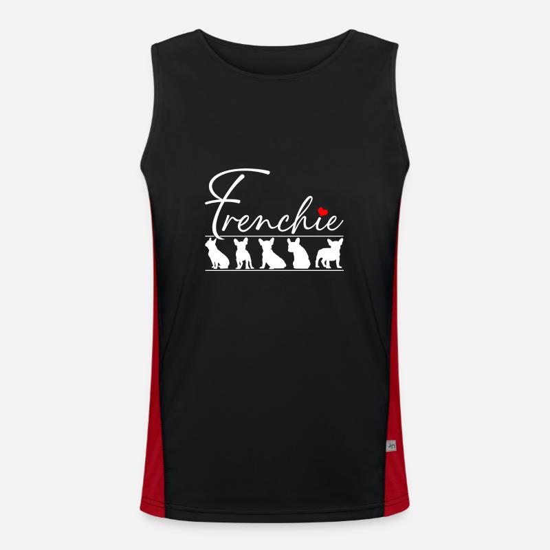 Frenchie Silhouettes de bouledogue français Débardeur respirant contrasté Homme 