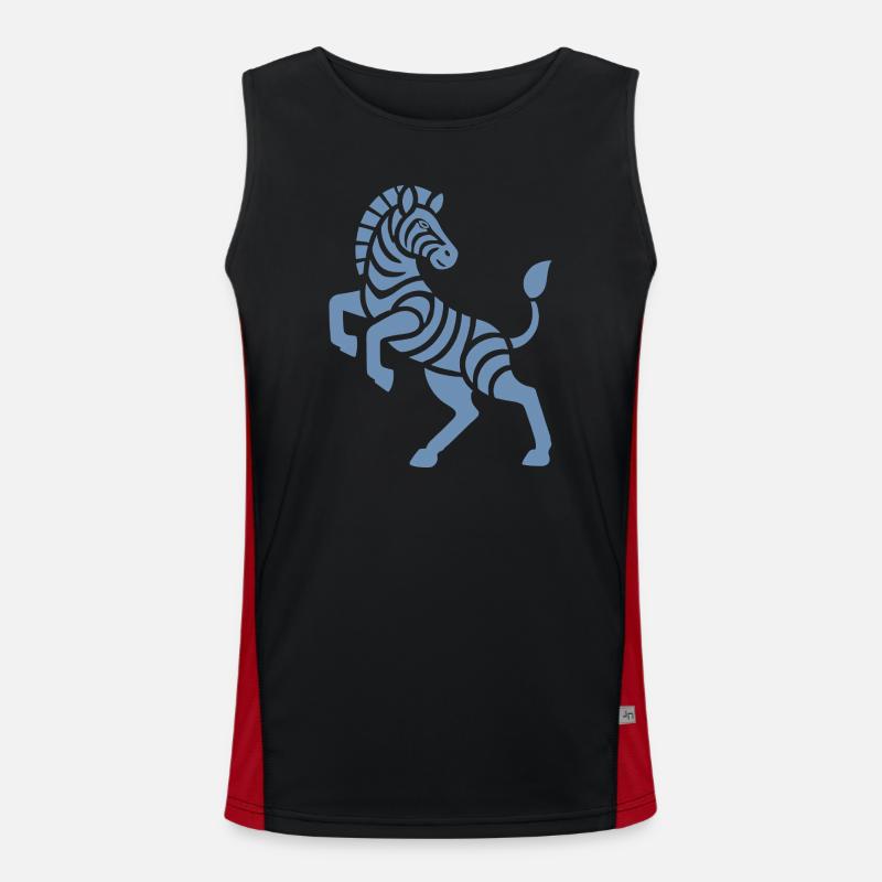 Zebra Silhouette Art Piece Minimal Design Men's Functional Contrast Tank Top 