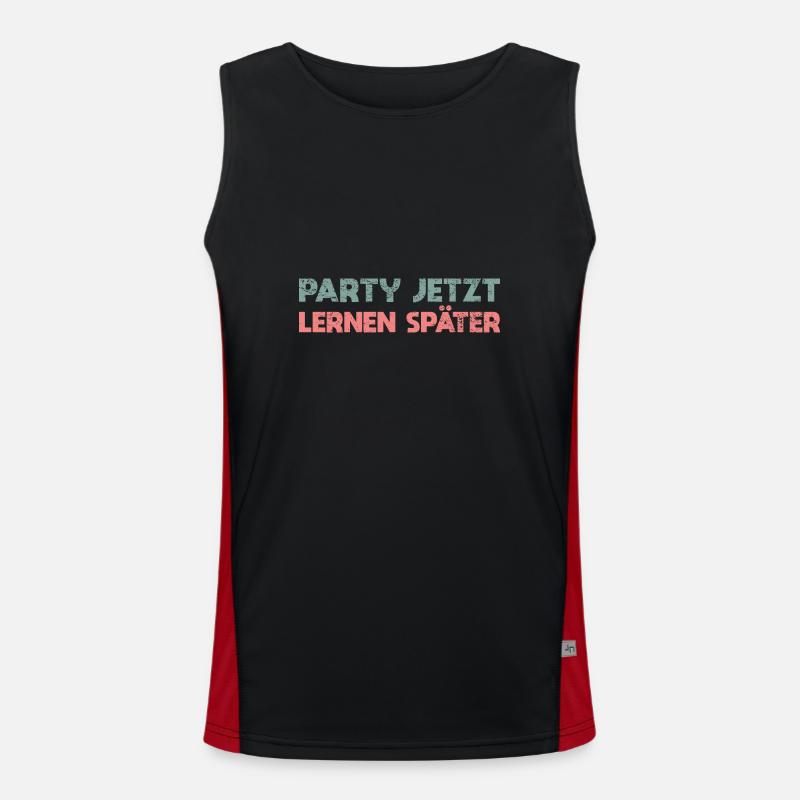 Party Jetzt, Lernen Später Funktionelles Kontrast-Tank Top für Männer 