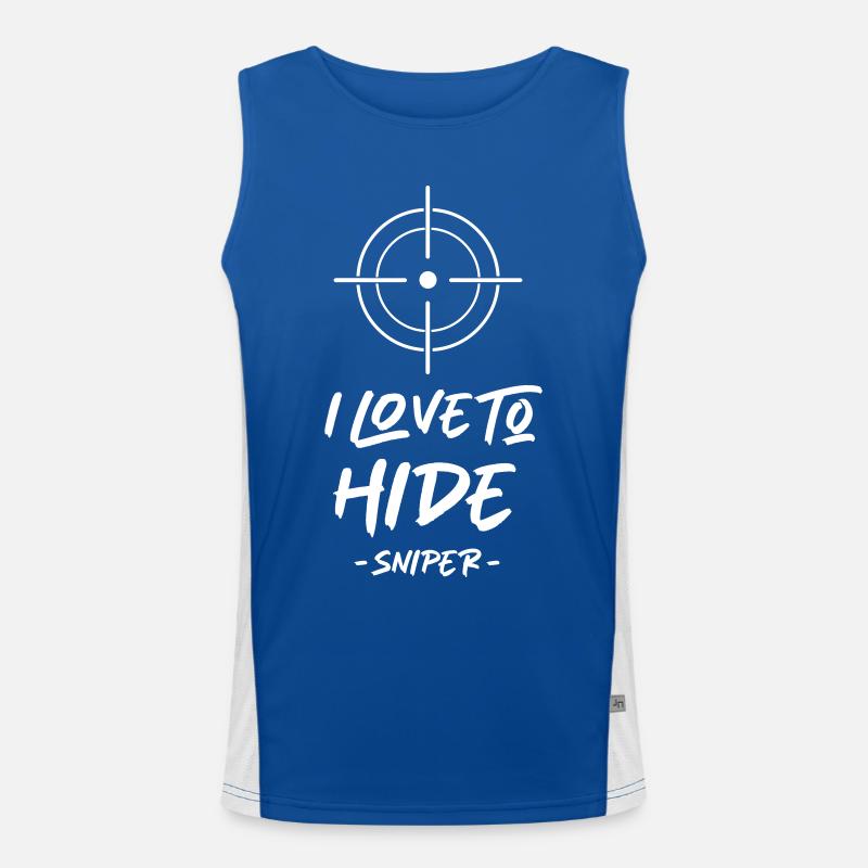 i Love To Hide Sniper Funktionelles Kontrast-Tank Top für Männer 
