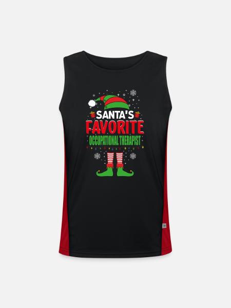 Santa's Favorite Occupational Therapist Elf - Funktionelles Kontrast-Tank Top für Männer  - Schwarz/Rot - Vorne