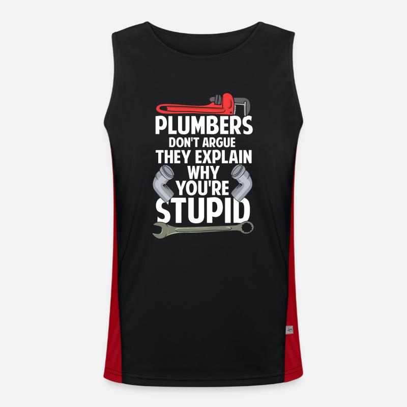 Plumber Installer Craftsman Saying Gift Men's Functional Contrast Tank Top 