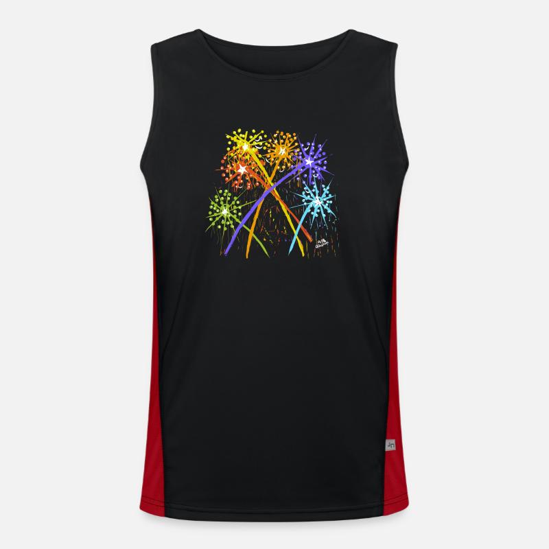 Impressionist fireworks display - Men's Functional Contrast Tank Top  - black/red
