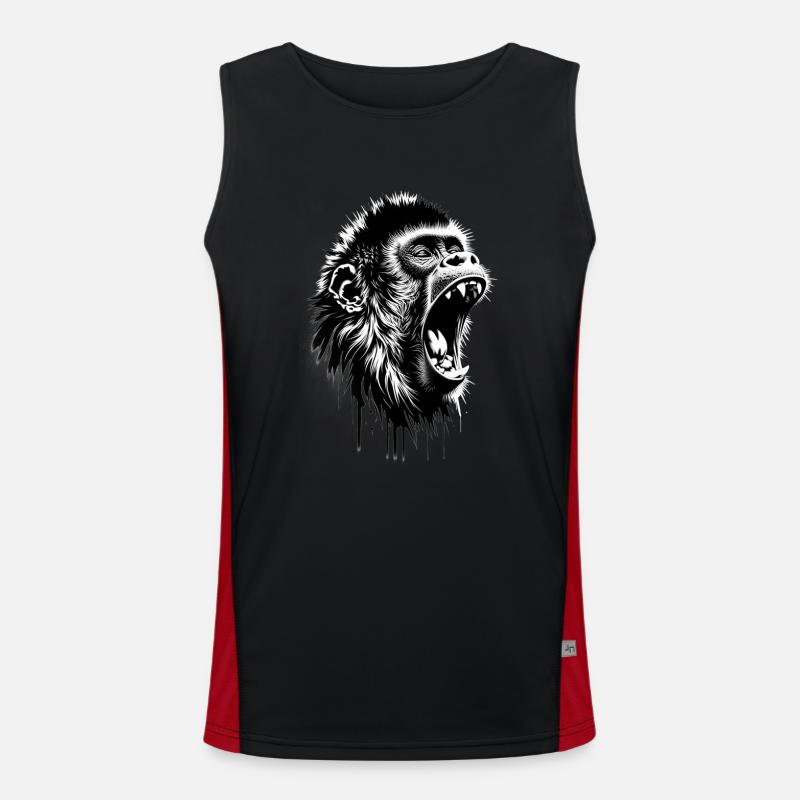 Sing and Danc Monkey - Men's Functional Contrast Tank Top  - black/red