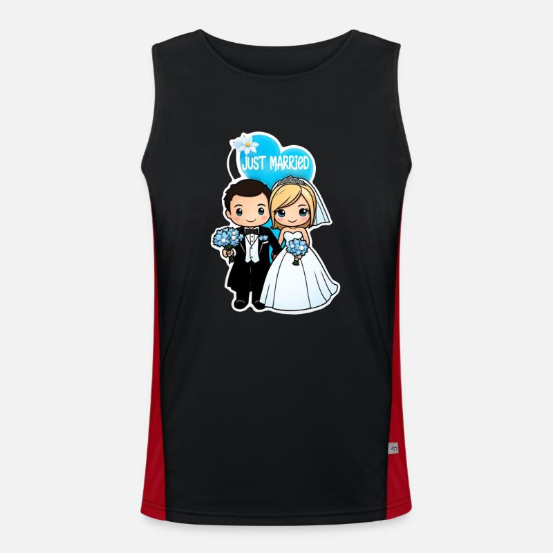 Just Married - For Wedding - Men's Functional Contrast Tank Top  - black/red