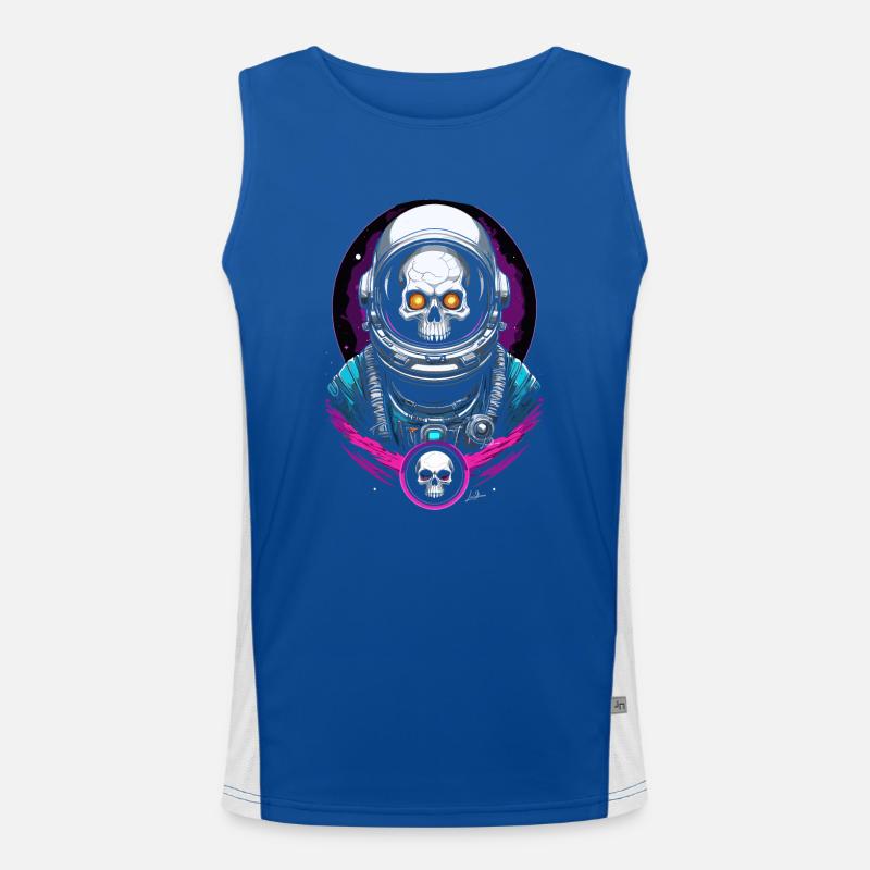 Astronaut Weltraum Schädel Funktionelles Kontrast-Tank Top für Männer 
