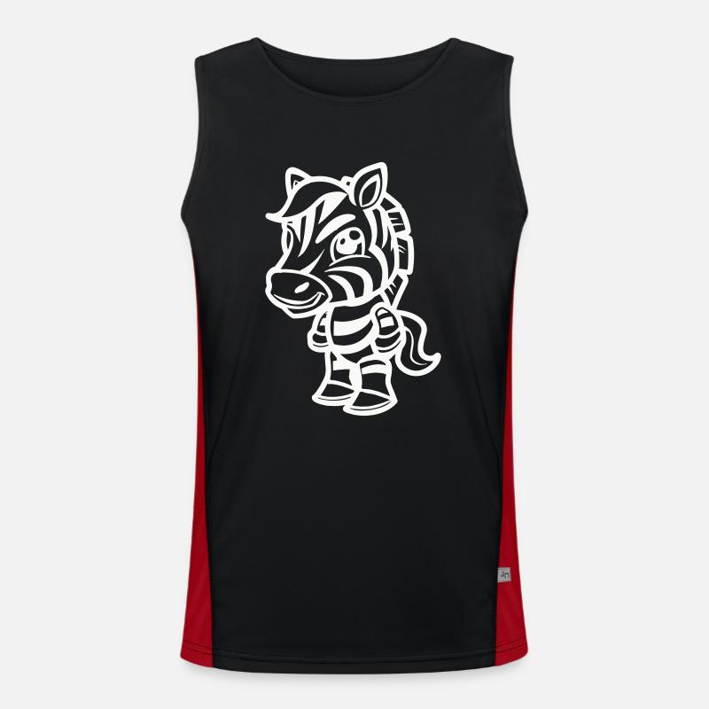 Zebra Comic - Men's Functional Contrast Tank Top  - black/red