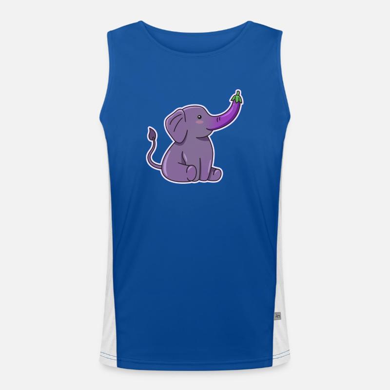 Elephant Eggplant Design for Men's Functional Contrast Tank Top 