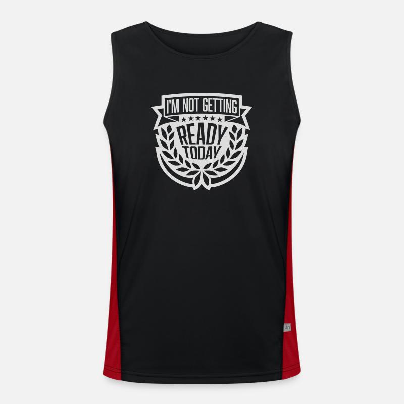 not getting ready today - Men's Functional Contrast Tank Top  - black/red