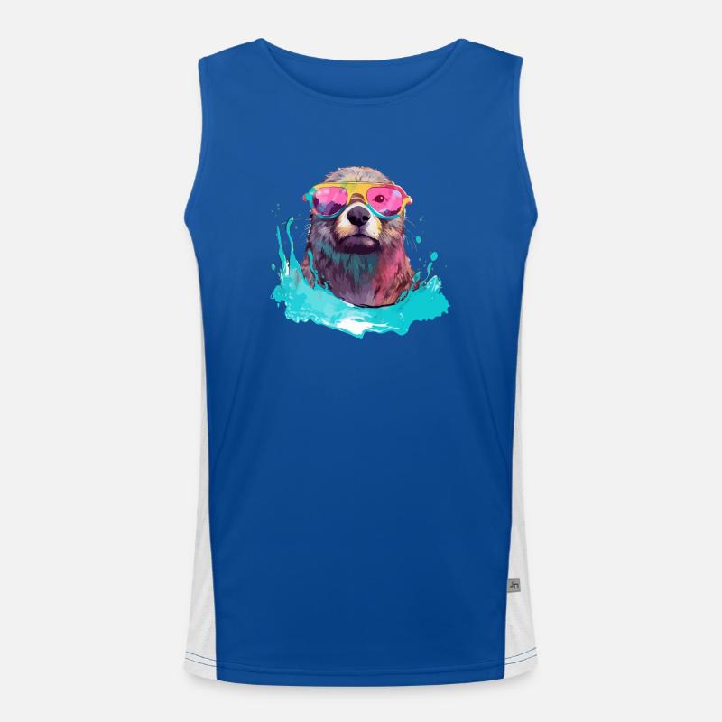 Nini der bebrillte Otter Funktionelles Kontrast-Tank Top für Männer 