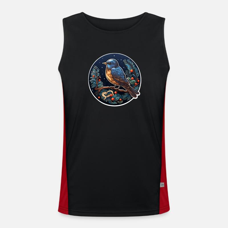 Winternacht mit Vogel Funktionelles Kontrast-Tank Top für Männer 