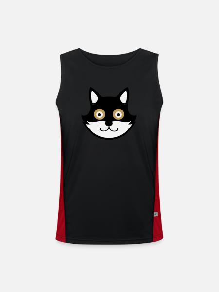 cat - Funktionelles Kontrast-Tank Top für Männer  - Schwarz/Rot