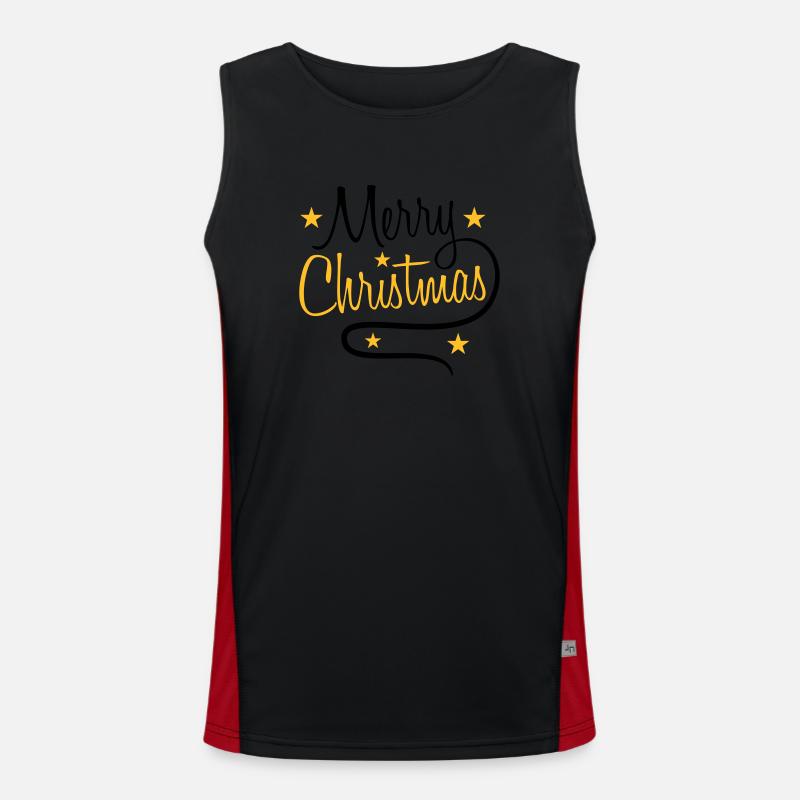texte conception logo sapin étoiles joyeux noël noël Débardeur respirant contrasté Homme 