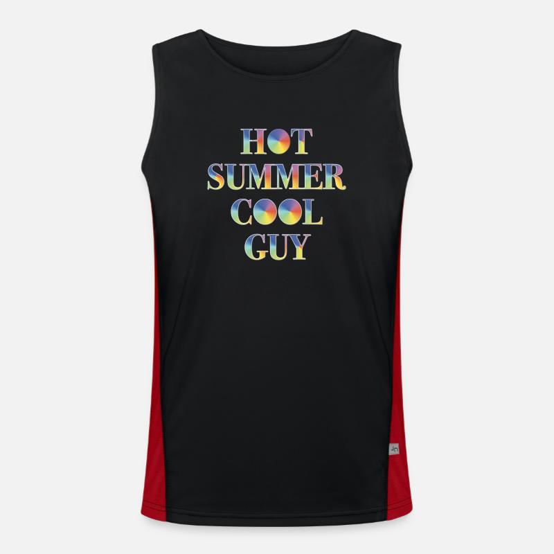 hot summer - cool guy - rainbow colors Men's Functional Contrast Tank Top 