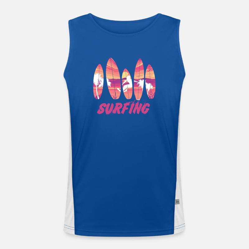 Surfing Surfboard Surfer Geschenksidee Funktionelles Kontrast-Tank Top für Männer 