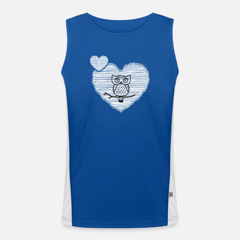 Eule "alte Eule mit Herz" Eulensammlung Eulen Funktionelles Kontrast-Tank Top für Männer 