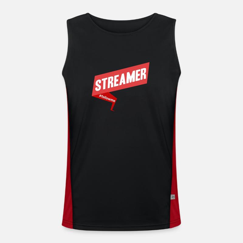 Streamer suivez-moi rouge Débardeur respirant contrasté Homme 