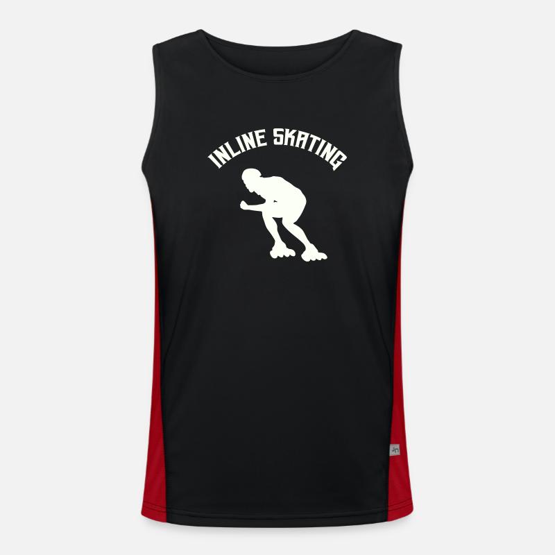 Inline Skating - Men's Functional Contrast Tank Top  - black/red