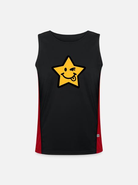 Star - Men's Functional Contrast Tank Top  - black/red