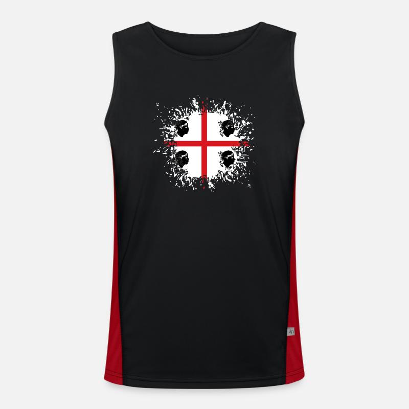 Sardaigne Drapeau Klecks Drapeau sarde Splash Débardeur respirant contrasté Homme 