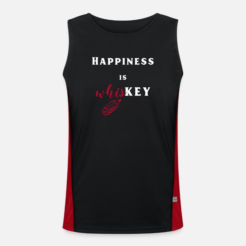 Happiness Is Whiskey. Wise Words With Correction Men's Functional Contrast Tank Top 