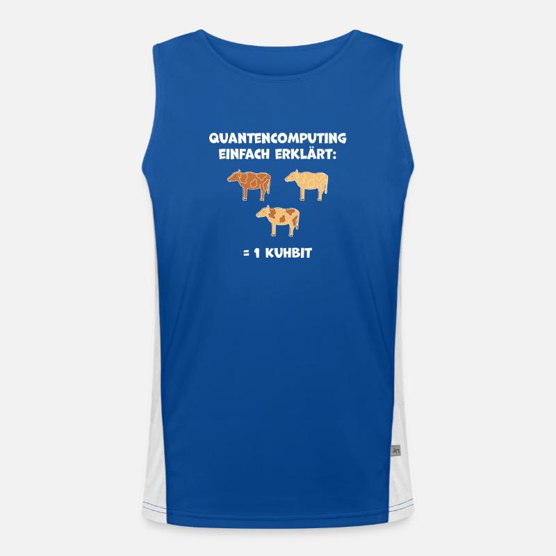 Quantencomputing mit Kühen Lustig Geschenk Kuhbit Funktionelles Kontrast-Tank Top für Männer 