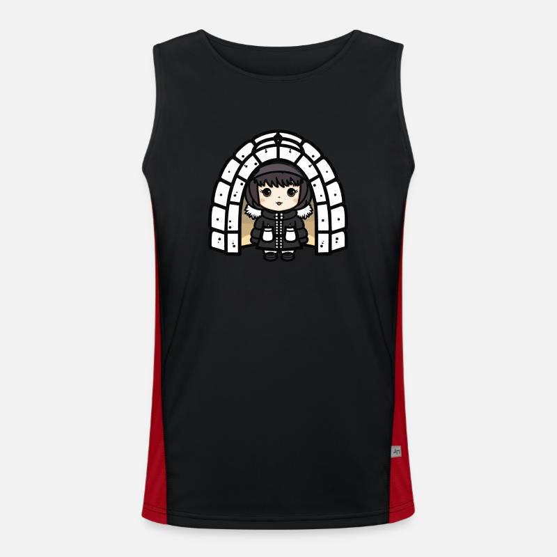 Igloo Eskimo Winter Comic Men's Functional Contrast Tank Top 