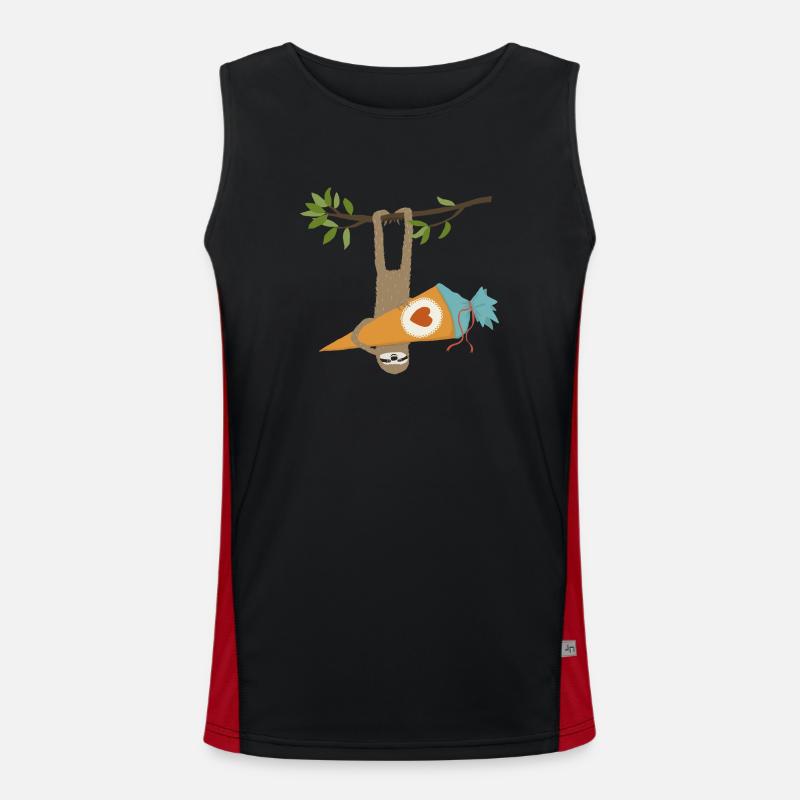 Faultier mit Schultüte Funktionelles Kontrast-Tank Top für Männer 