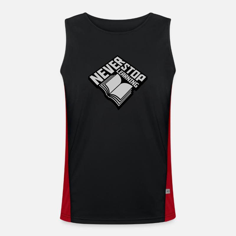 never stop learning Zitat Funktionelles Kontrast-Tank Top für Männer 