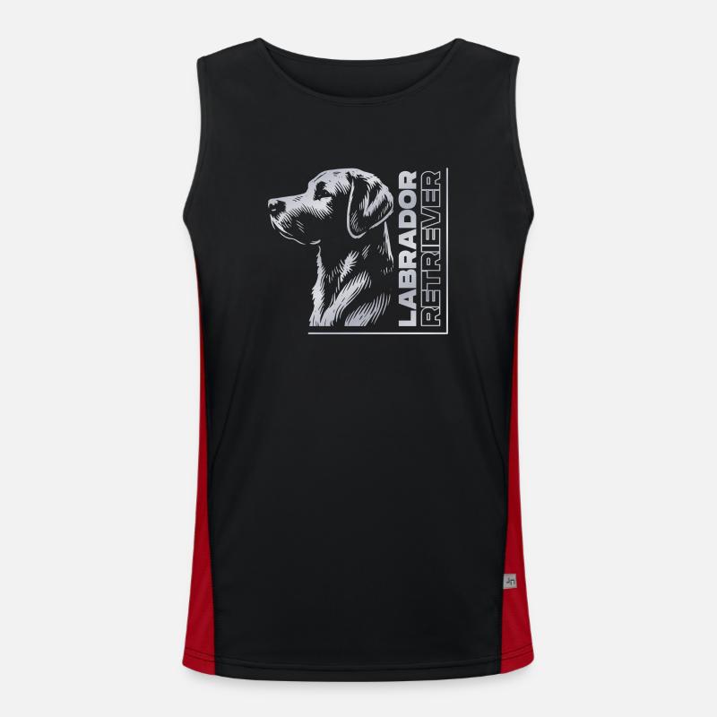 Labrador Drawing Head Silver Men's Functional Contrast Tank Top 