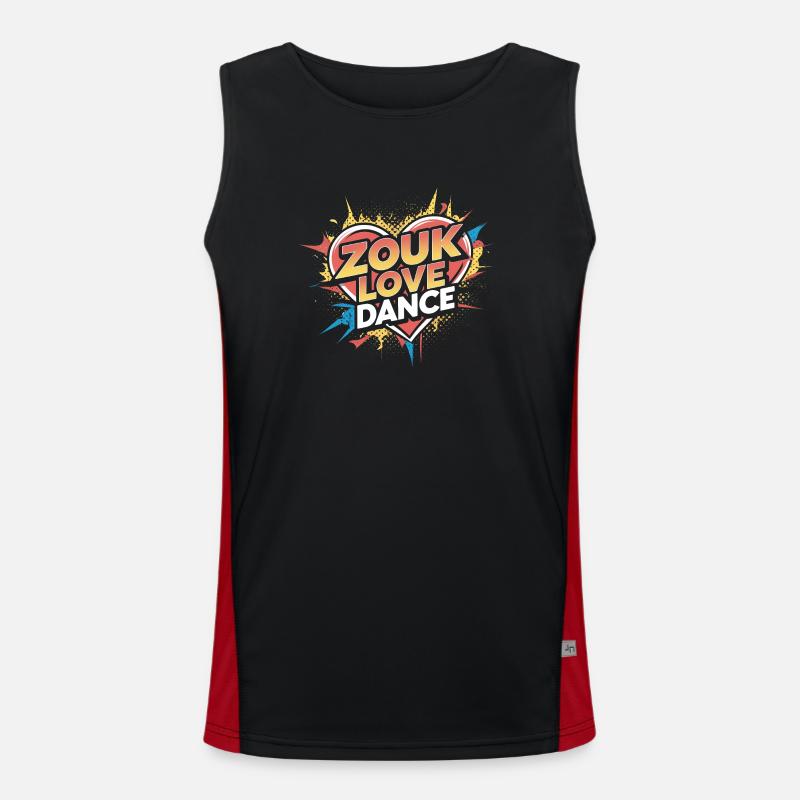 Zouk Dance Gift - Men's Functional Contrast Tank Top  - black/red