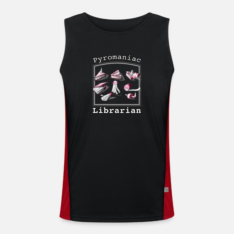 Pyromaniac Librarian Igniting Book Ideas Men's Functional Contrast Tank Top 