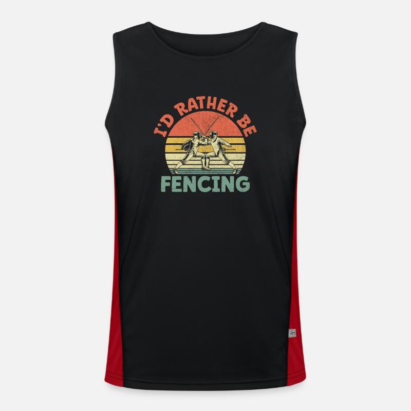 I'd Rather Be Fencing Sword Epee Fencer Athlete Men's Functional Contrast Tank Top 