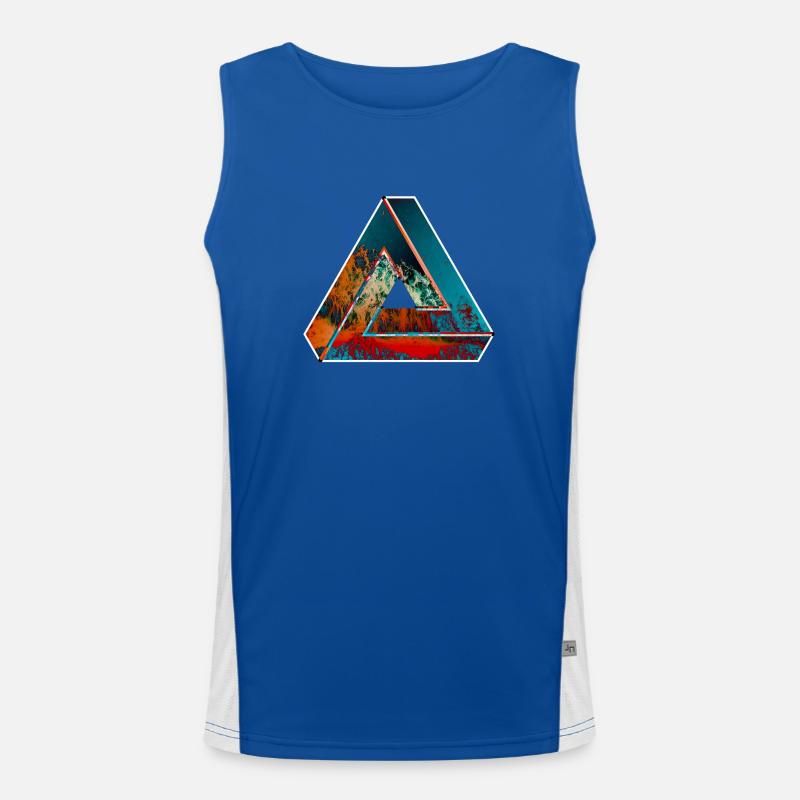 Penrose triangle optical illusion colored patterned Men's Functional Contrast Tank Top 