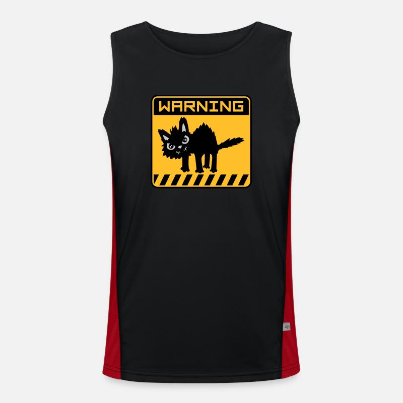 Warnung gefährliche Katze Funktionelles Kontrast-Tank Top für Männer 